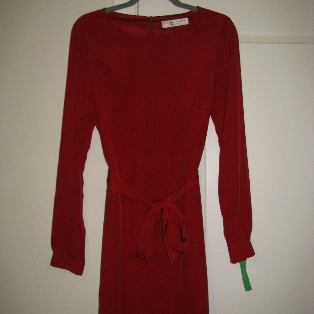 Trina Turk Red Long Sleeved Dress Size S
